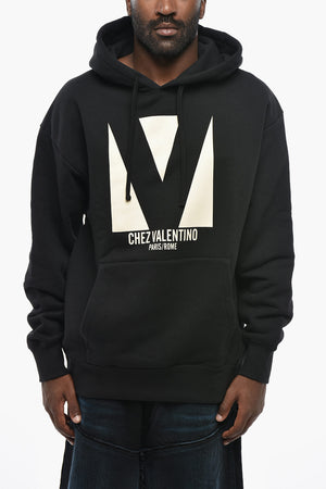 Hoodie Aus Gebürsteter Baumwolle Mit Kontrastdruck