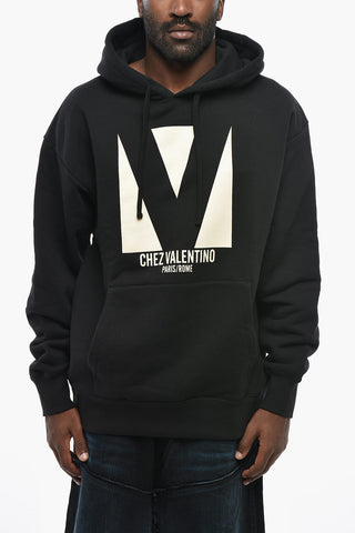 Brushed Cotton Hoodie With Contrast Print