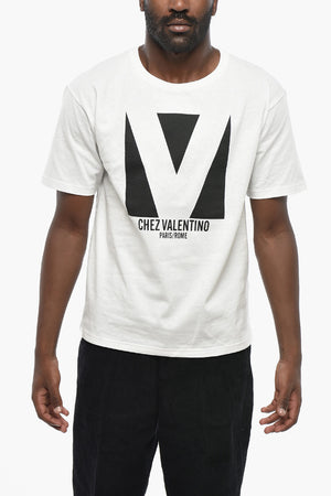 Cotton Jersey Crewneck T-Shirt With Front Print
