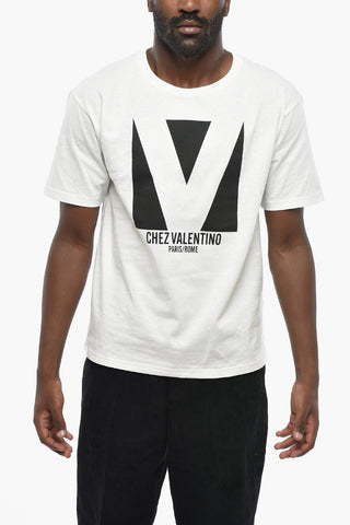 Cotton Jersey Crewneck T-Shirt With Front Print