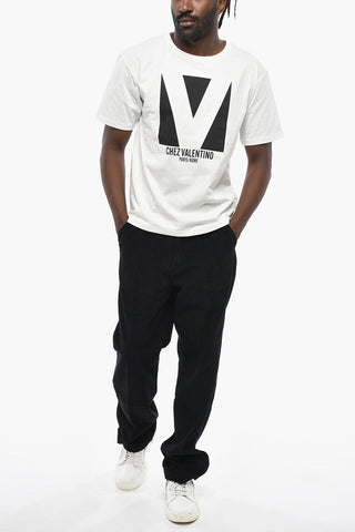 Cotton Jersey Crewneck T-Shirt With Front Print