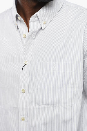 Camicia a Righe con Colletto Button-Down e Taschino
