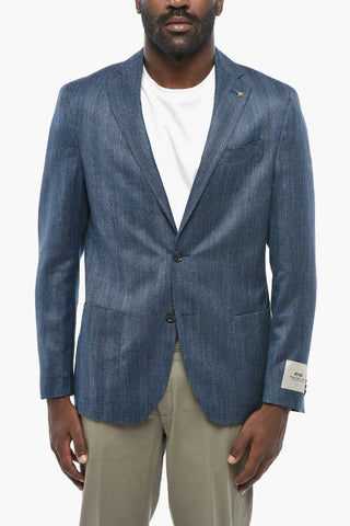 CC COLLECTION Blazer Semifoderata a 2 Bottoni in Lana Vergine e Seta con Rever classico