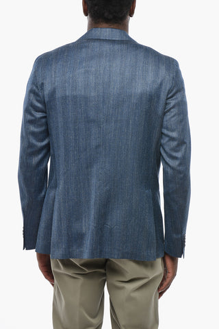 CC COLLECTION Blazer Semifoderata a 2 Bottoni in Lana Vergine e Seta con Rever classico