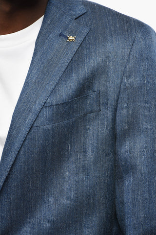 CC COLLECTION Blazer Semifoderata a 2 Bottoni in Lana Vergine e Seta con Rever classico
