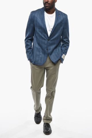 CC COLLECTION Blazer Semifoderata a 2 Bottoni in Lana Vergine e Seta con Rever classico