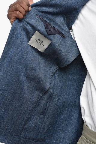 CC COLLECTION Blazer Semifoderata a 2 Bottoni in Lana Vergine e Seta con Rever classico