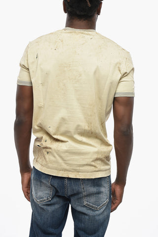 Cotton Crewneck T-Shirt With Front Print