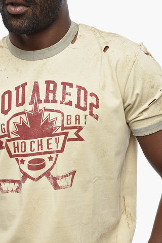 Cotton Crewneck T-Shirt With Front Print
