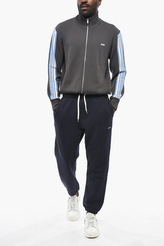 Brushed Cotton Joggers with Logo Embroidery