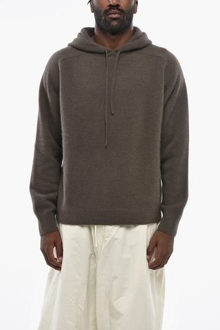Solid-Color Fur Knit Sweater with Hood