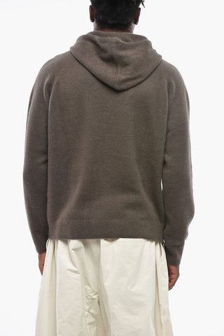 Solid-Color Fur Knit Sweater with Hood