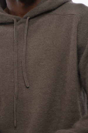 Solid-Color Fur Knit Sweater with Hood