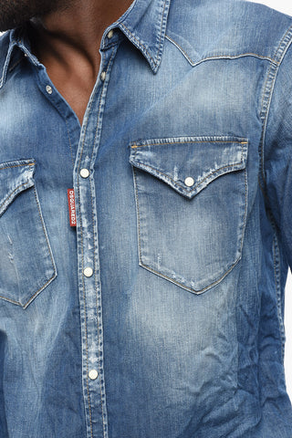 Stretch Denim Shirt CLASSIC WESTERN with Double Pocket