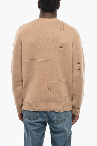 Distressed Wool Crewneck Sweater
