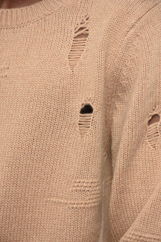 Distressed Wool Crewneck Sweater
