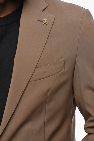 CC COLLECTION Abito a Due Bottoni in Lana Vergine con Rever Classico e Tasche ad Aletta