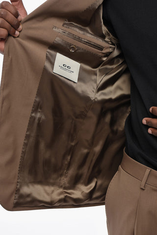 CC COLLECTION Abito a Due Bottoni in Lana Vergine con Rever Classico e Tasche ad Aletta