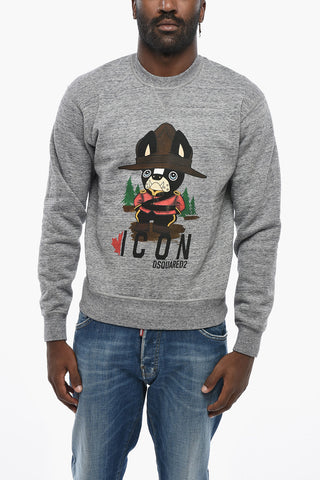 Cotton Fleece Crewneck Sweatshirt ICON with Front Print