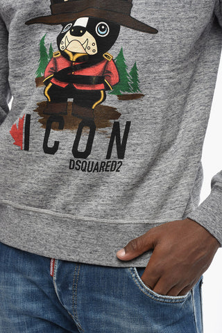 Cotton Fleece Crewneck Sweatshirt ICON with Front Print