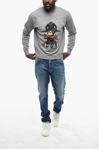 Cotton Fleece Crewneck Sweatshirt ICON with Front Print