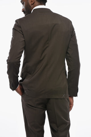CC COLLECION Abito Doppiopetto in Lana Vergine e Mohair con Tasche ad Aletta