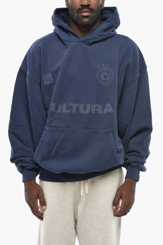 Cotton Hoodie with Logo Print and Patch Pocket