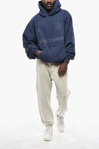 Cotton Hoodie with Logo Print and Patch Pocket