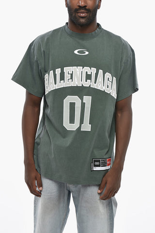 Cotton Jersey Crewneck T-Shirt with Contrast Details