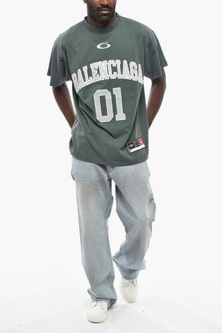 Cotton Jersey Crewneck T-Shirt with Contrast Details