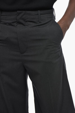 Solid Wool Trousers with Belt Loops