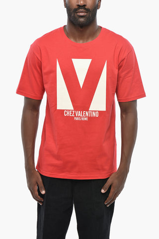 Cotton Jersey Crewneck T-Shirt With Front Print