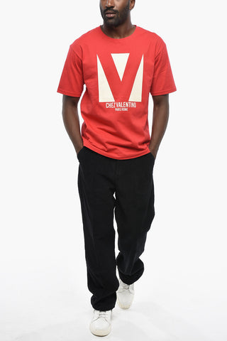 Cotton Jersey Crewneck T-Shirt With Front Print