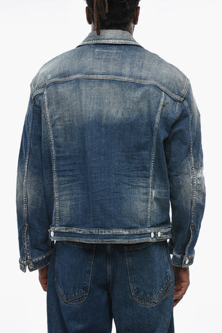 ICON Vintage-Effect Denim Jacket with Logo Buttons