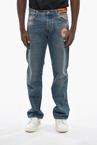 Regular-Fit Stonewashed-Effect Jeans with 33cm Side Print