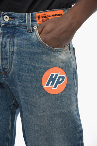 Regular-Fit Stonewashed-Effect Jeans with 33cm Side Print