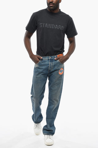 Regular-Fit Stonewashed-Effect Jeans with 33cm Side Print