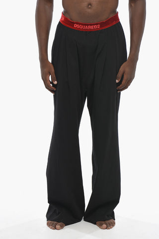 Cotton Pajama Trousers with Velour Elastic Waistband