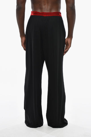 Cotton Pajama Trousers with Velour Elastic Waistband