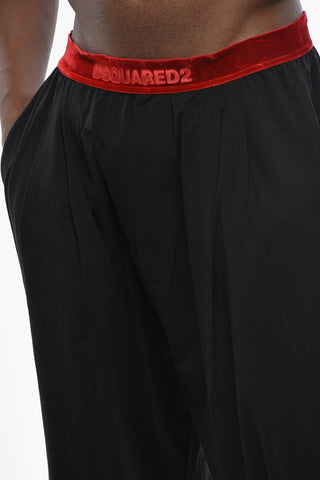Cotton Pajama Trousers with Velour Elastic Waistband