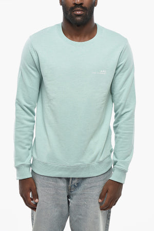 Baumwoll-Rundhals-Sweatshirt mit seitlichem Logodruck