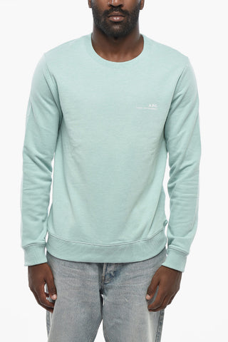 Cotton Crewneck Sweatshirt with Side Logo Print