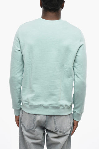 Cotton Crewneck Sweatshirt with Side Logo Print