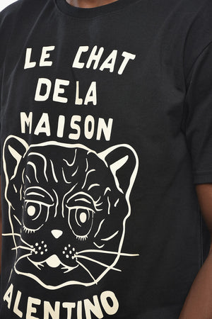 Crewneck T-Shirt LE CHAT DE LA MAISON VALENTINO In Solid Color With Contrast Print
