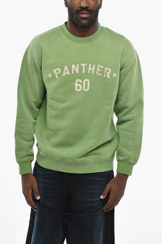 Brushed Cotton Crewneck Sweatshirt With Contrast Details