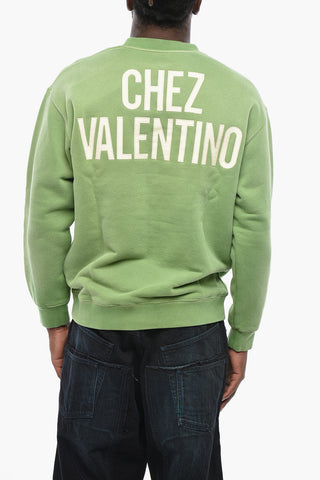 Brushed Cotton Crewneck Sweatshirt With Contrast Details
