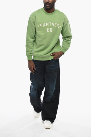 Brushed Cotton Crewneck Sweatshirt With Contrast Details