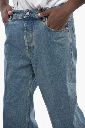 Straight-Leg Jeans With 22cm Leather Patch