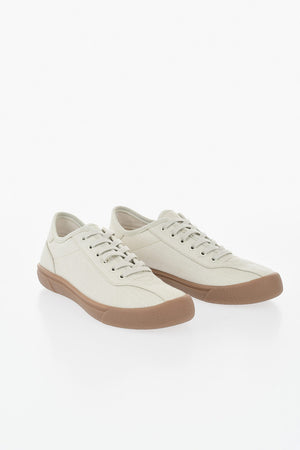 Sneakers Basse in Canvas con Suola a Contrasto