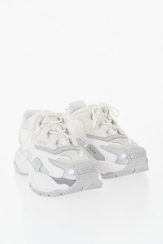 Low Leather And Fabric Sneakers With Iconic Monogram On The Sole